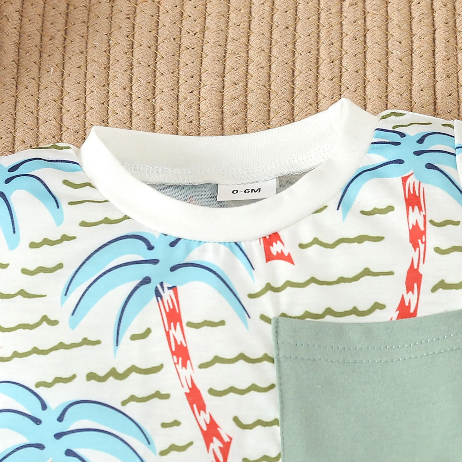 Summer Baby Boys Clothes Infant Short Sleeve Shirt and Shorts Set Round Neck Tree Print Tops+elastic Waist Shorts Outfits Suits