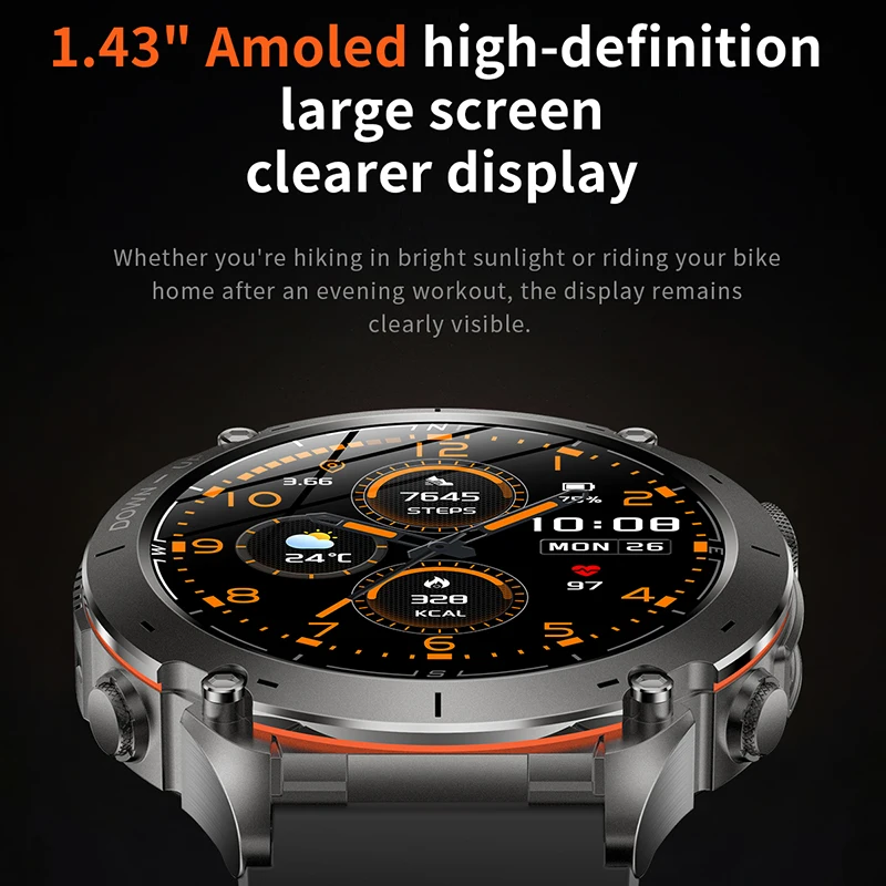 2026 Men gift GPS Track Smart Watch Flashlight 730mAh Large Battery Bluetooth Call 3ATM Waterproof Military AMOLED HD Smartwatch 2