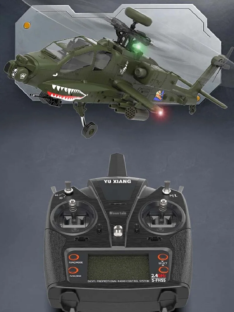 Yuxiang F11 Apache Armed Remote Control Helicopter 3d Inverted 6-Channel Flight Model Simulation Unmanned Helicopter Toy Gift 4