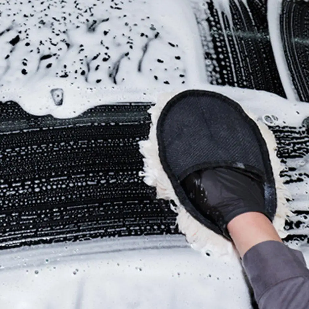 Soft Wool Car Washing Gloves Washer Care Brush Multipurpose Plush Cloth Clean Mitt Automobile Cleaning Tool Accessories 24x16cm