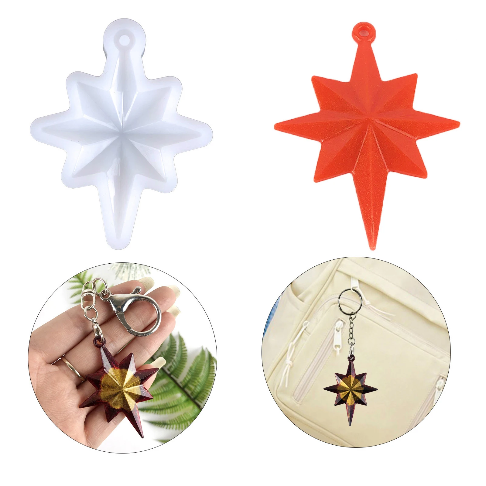 

DIY Crystal Epoxy Resin Mold Manx Star Octagonal Listing Pendant Mold Star Lantern Diamond Star Silicone Mold For Resin