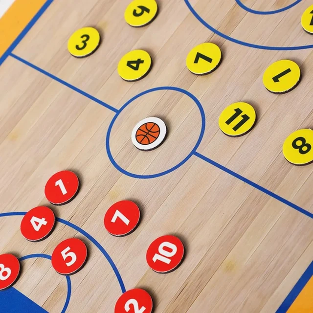 Professional Basketball Coach Tactical Reusable Double-Sided Layout Board Waterproof Leather Cover Magnetic Plate for Games 6