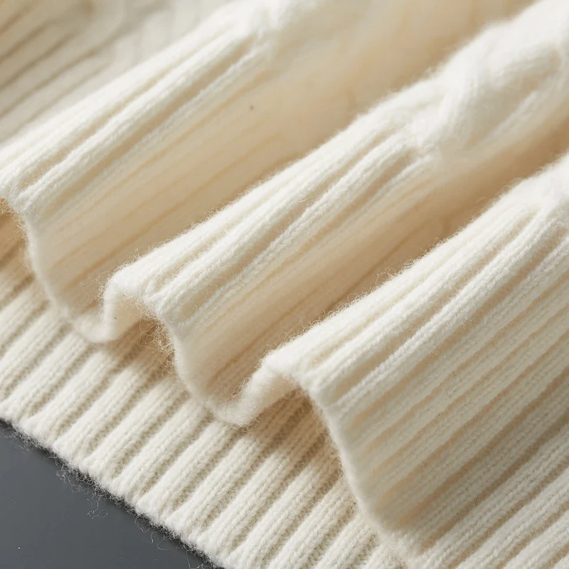 RONGYI Autumn and Winter Men\'s Thickened 100% Merino Wool Sweater Knitted Casual Large High Reverse Collar Pullovre Solid Color