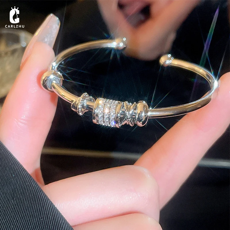 

Chinese Style Zircon Circle Bracelet Bangle for Women Personalized Temperament Light Luxury Party Jewelry