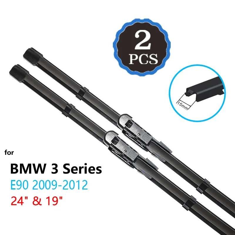 thumbnail image 1 of Para BMW Serie 3 E36 E46 E90 E91 E92 E93 F30 F31 F34 1999~2017 Escobillas de limpiaparabrisas delanteras Accesorios para coche Pegatinas Limpieza de parabrisas, 1 of 5