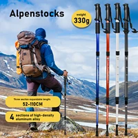 Aluminium Alloy Teleskopic Stick Hiking Poles Trekking Walking Stick Ultralight  Adjustable No Slip Absorber Walking Cane 1