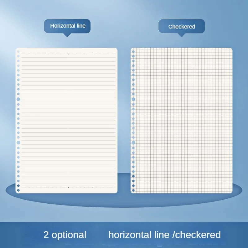 M&G A5 Notebooks Refills Checkered & Horizontal Line Notebook Inserts 60 Sheets 20 Holes 1 Piece 2