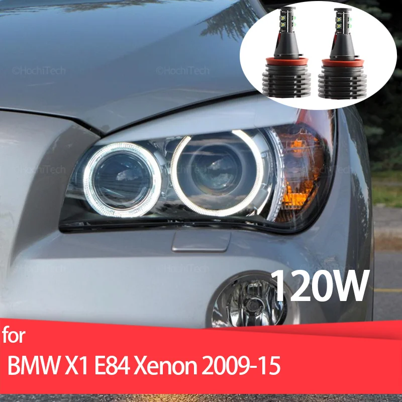 

120W 6000K White H8 LED Car Angel Eye Marker Headlights Bulbs Lamps for BMW X1 E84 Xenon Headlight 2009-2015
