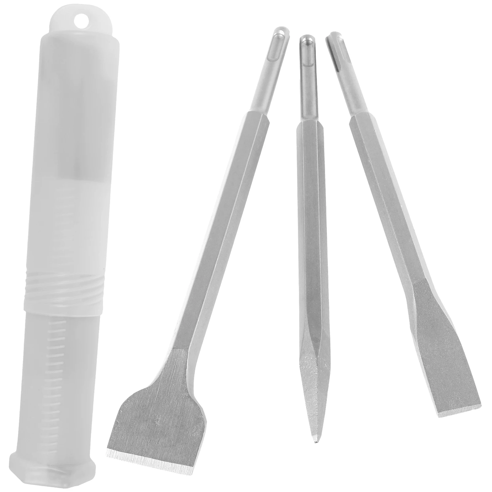 

3Pcs Chisel Drill Bit Tempered Steel Point Chisel Hex Shank Flat Chisel Rotary Hammer Spade Chisel Tile Removal Chisel Kit with