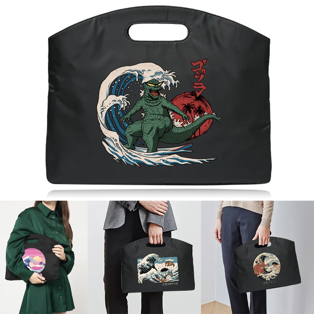 Wave Printed Briefcase Document Bag Office Tote Business File Information Package Computer Protection Case Conference Handbags