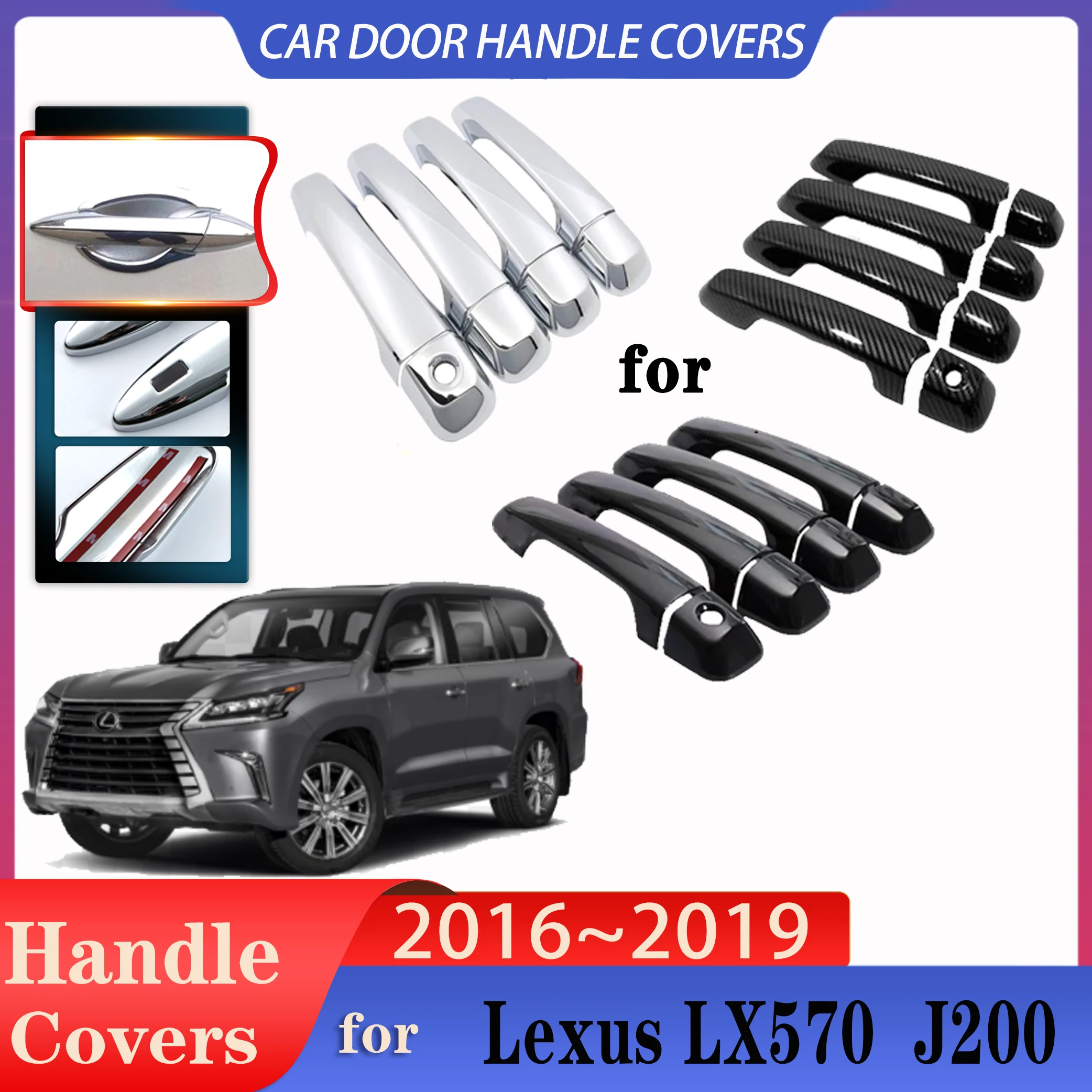 

For Lexus LX570 J200 LX450d 2016~2019 Car Door Handle Covers Exterior Scratch Protective Decor Rustproof Luxury Car Accessories