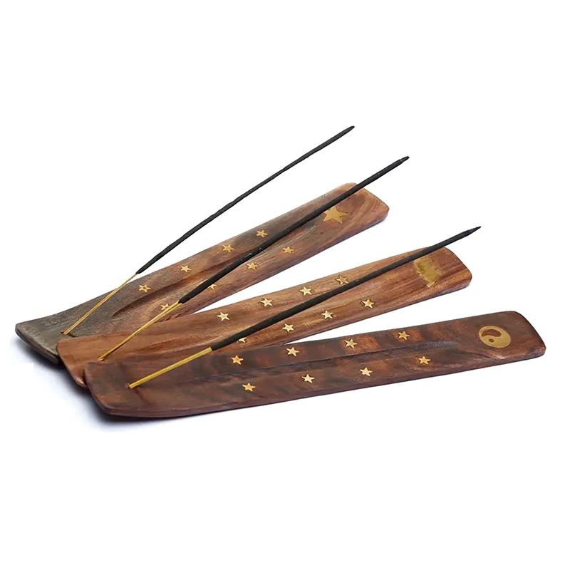 Porta Incenso In Legno Con Base Raccoglicenere, 25,3 Cm, Telaio In Ferro, Per Meditazione, Yoga E Relax - 2