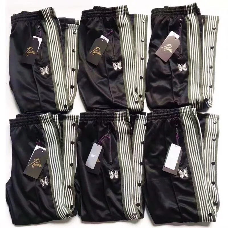 

22SS AWGE x Needles Sweatpants Women Men 1:1 High Quality AWGE Embroidery butterfly Drawstring Tracksuit Joggers Sweat Pants