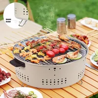 Portable Barbecue Grill Korean Charcoal Stove Stainless Steel Split BBQ Stove Round Non-stick Barbecue Rack For Outdoor Camping 2