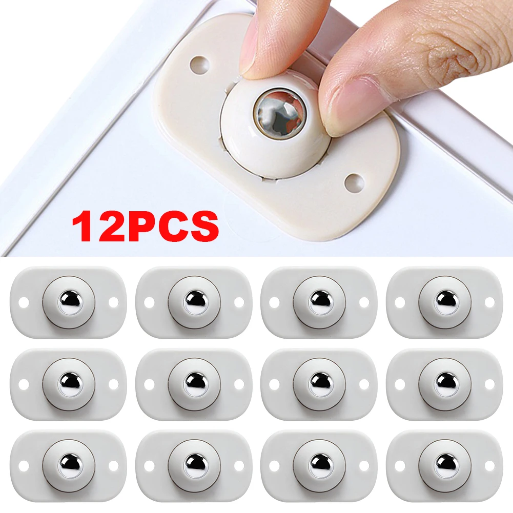 12Pcs Self Adhesive Caster 360 Degree Rotation Paste Swivel Wheel Rotating Storage Box Caster Ball Trash Can Bottom Wheel Pulley