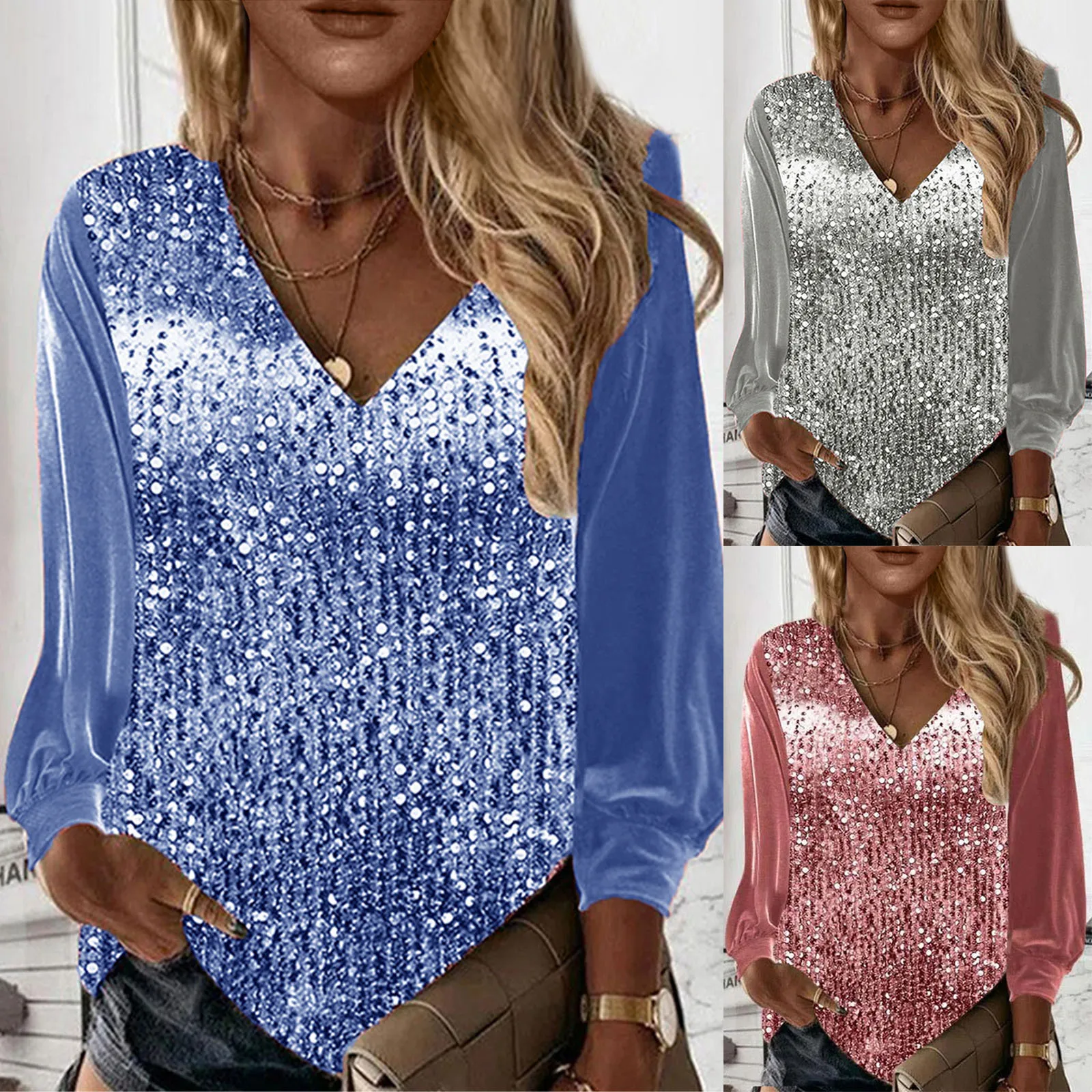 

Женская осенне-зимняя повседневная свободная одежда с V-образным вырезом пуловер с длинным рукавом с принтом Топ вязаный свитер с длинным рукавом