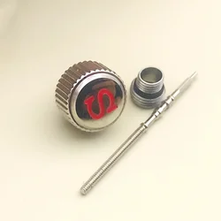 7mm Screw - in Watch Crown with Engraved 'S' - Includes Crown Tube and Stem (Silver)