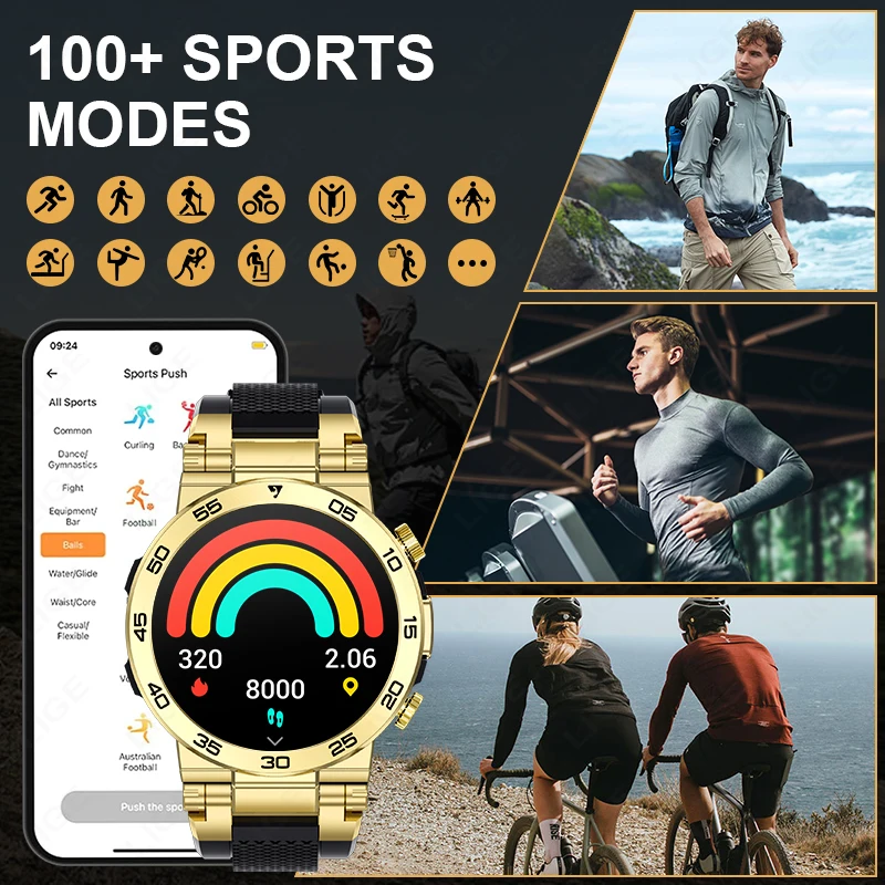 2025 LED Bluetooth Call Smart Watch Men Outdoor Sports Full Touch Screen Health Monitoring Waterproof Smartwatch For IOS Android