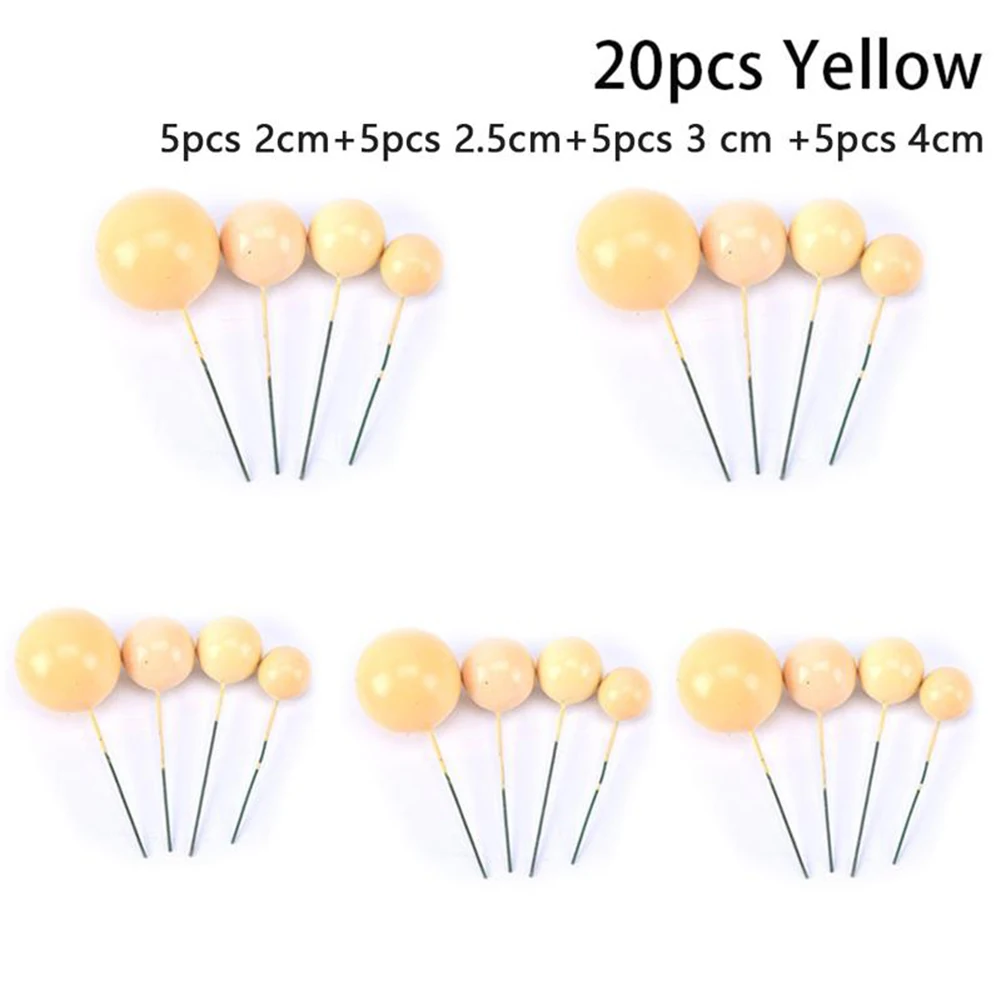 20 stücke Ball Für Kuchen Topper Geburtstag Neue 2/2,5/3/4 cm Weiß/gelb/schwarz/lila/rot Kuchen Topper Cupcake Topper Für Kuchen Dekor – Detail 17