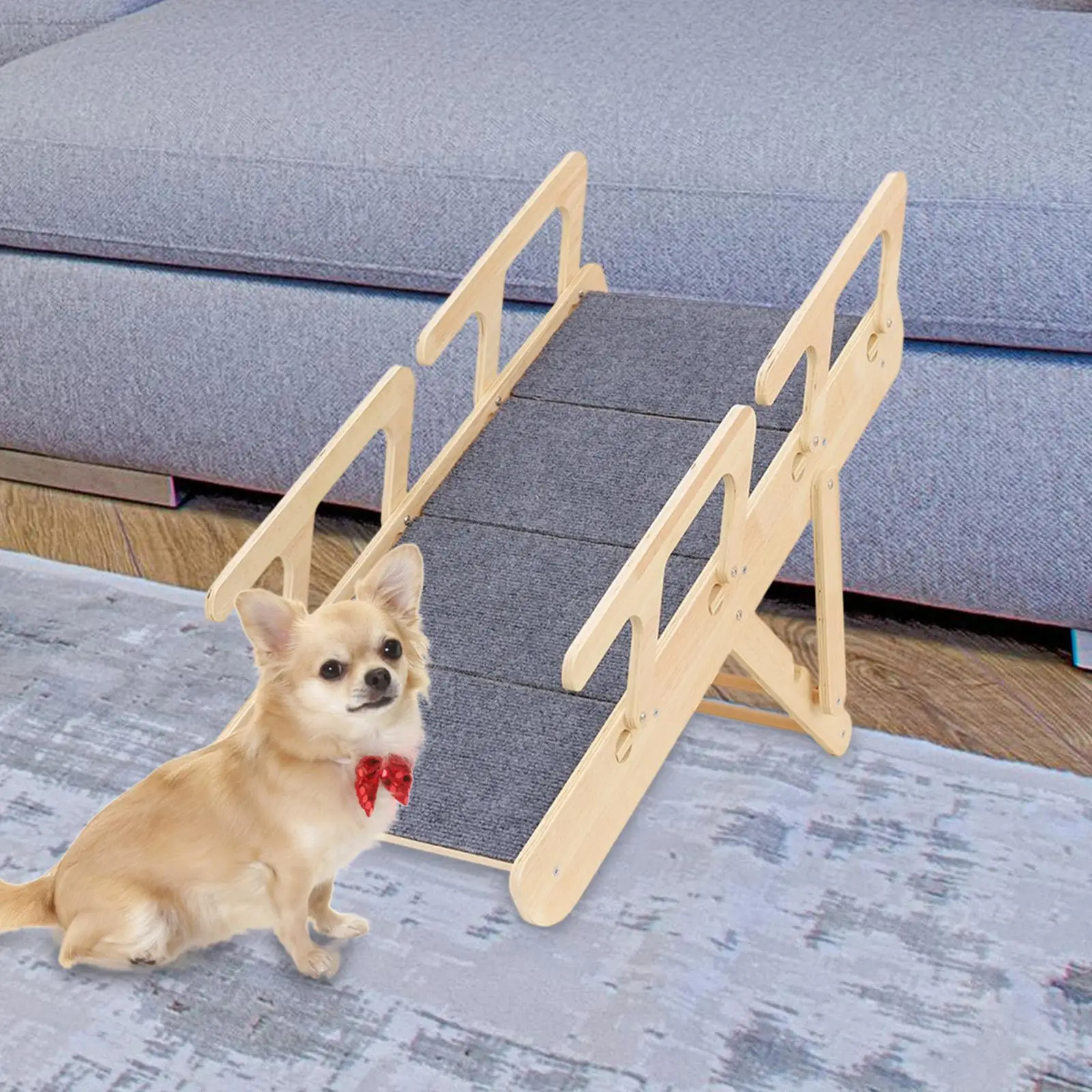Wooden Dog Stairs Foldable Pet Ramp Portable Steps Sturdy Ladder for Animals Climbing High Beds Couches and Cars