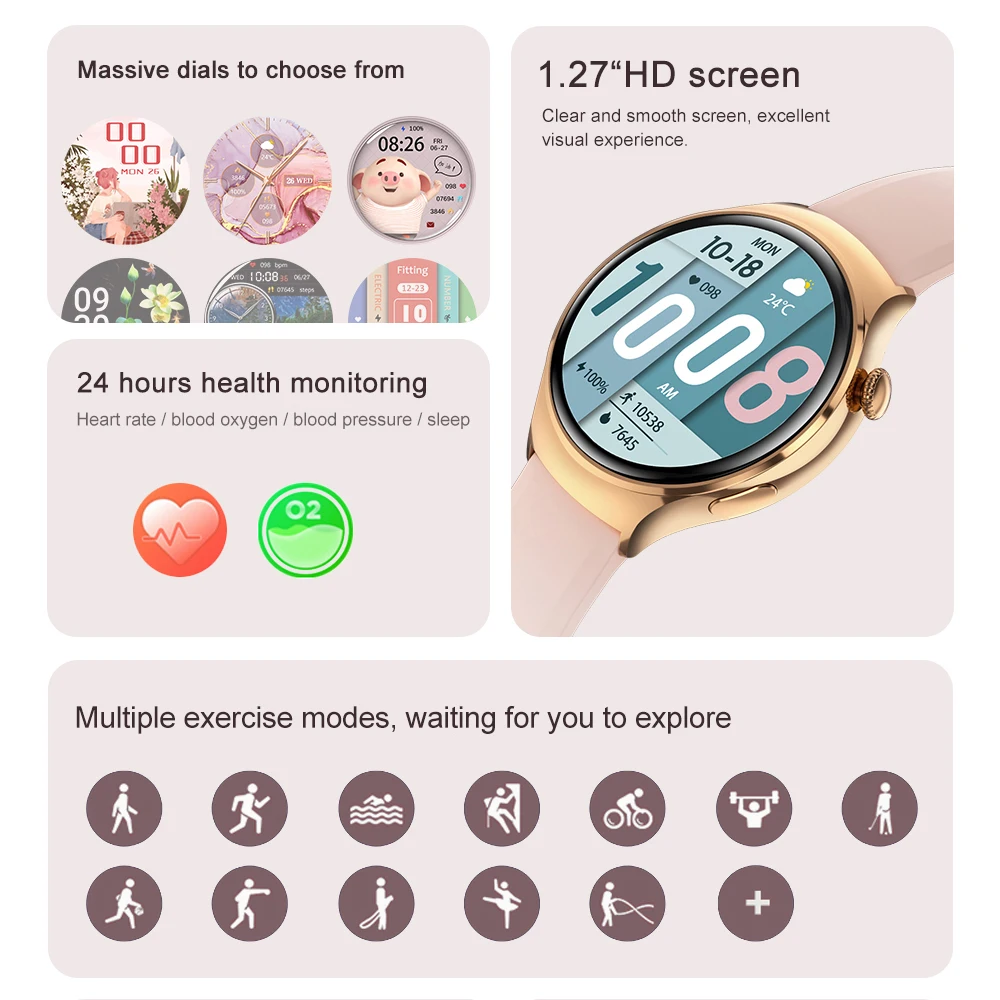 2025New GPS NFC Bluetooth Call Smartwatch Women Watch 4 mini Sports Track Heart Rate Oximetry Monitoring Health Smartwatch Woman 3