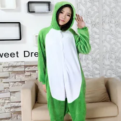 Frogs Fleece Cartoon Onesies For Adults Halloween Cosplay Costume Negligee One Piece Pajamas Kigurumi Loungewear Fancy Nightgown