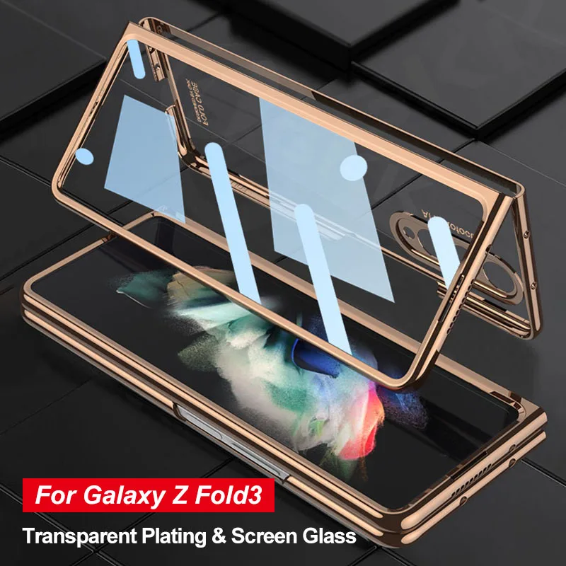 

Роскошный стеклянный чехол с покрытием для экрана для Samsung Galaxy Z Fold 3, Защита камеры, жесткий пластиковый чехол для Galaxy Z Fold 3 4, чехлы
