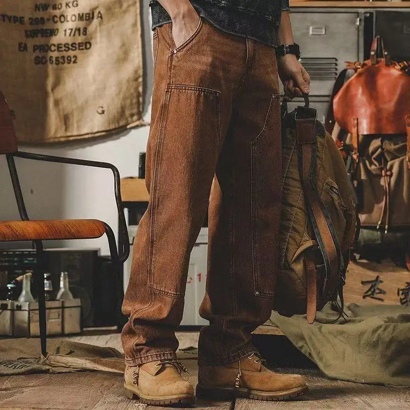 American Vintage Men's Jeans Make Old Loose Logging Cargo Pants Spring ...