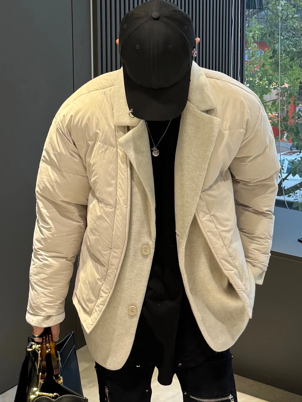 Autumn Winter Coat Personality Stitching Suit Collar Design Cotton-Added Jackets Loose All-Match Fashionable Trendy Coats