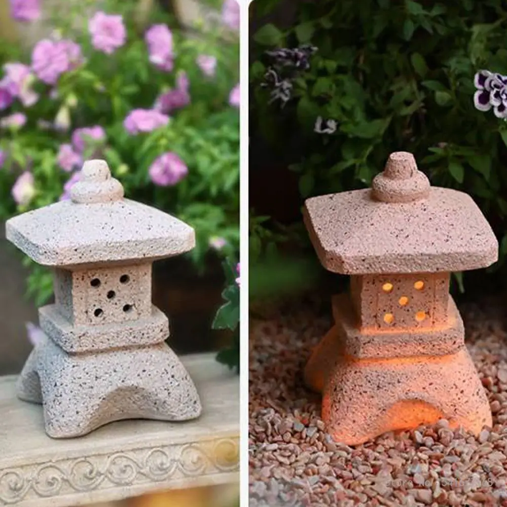 Creative Resin Solar Lamp Palace Lanterns Tower Statue Courtyard Zen Decoration Ornaments Solar Powered Pagoda Lantern solar lanterns resin statue resin handicraft ornaments garden statue resin ornament resin ornaments garden decoration pagoda lantern