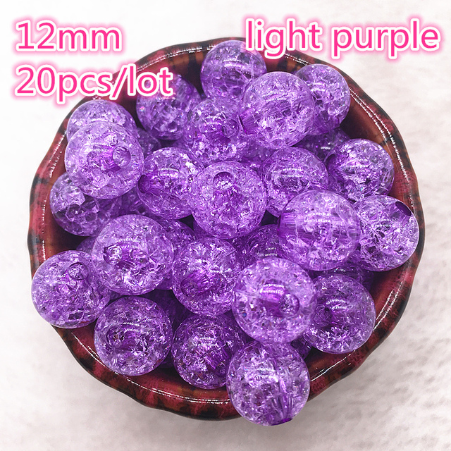 12mm Multicolor Round Acrylic Crackle Bead Loose Spacer Beads For Necklaces Bracelets Jewelry Making