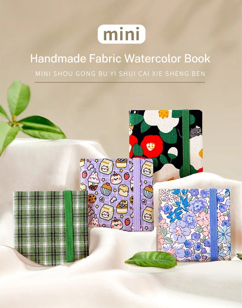 Mini Square Watercolor Journal Drawing Notebook Sketch Mini Fabric Watercolor Book 300g Travel Sketchbook Art Students Painting | Tuzkuz Retails