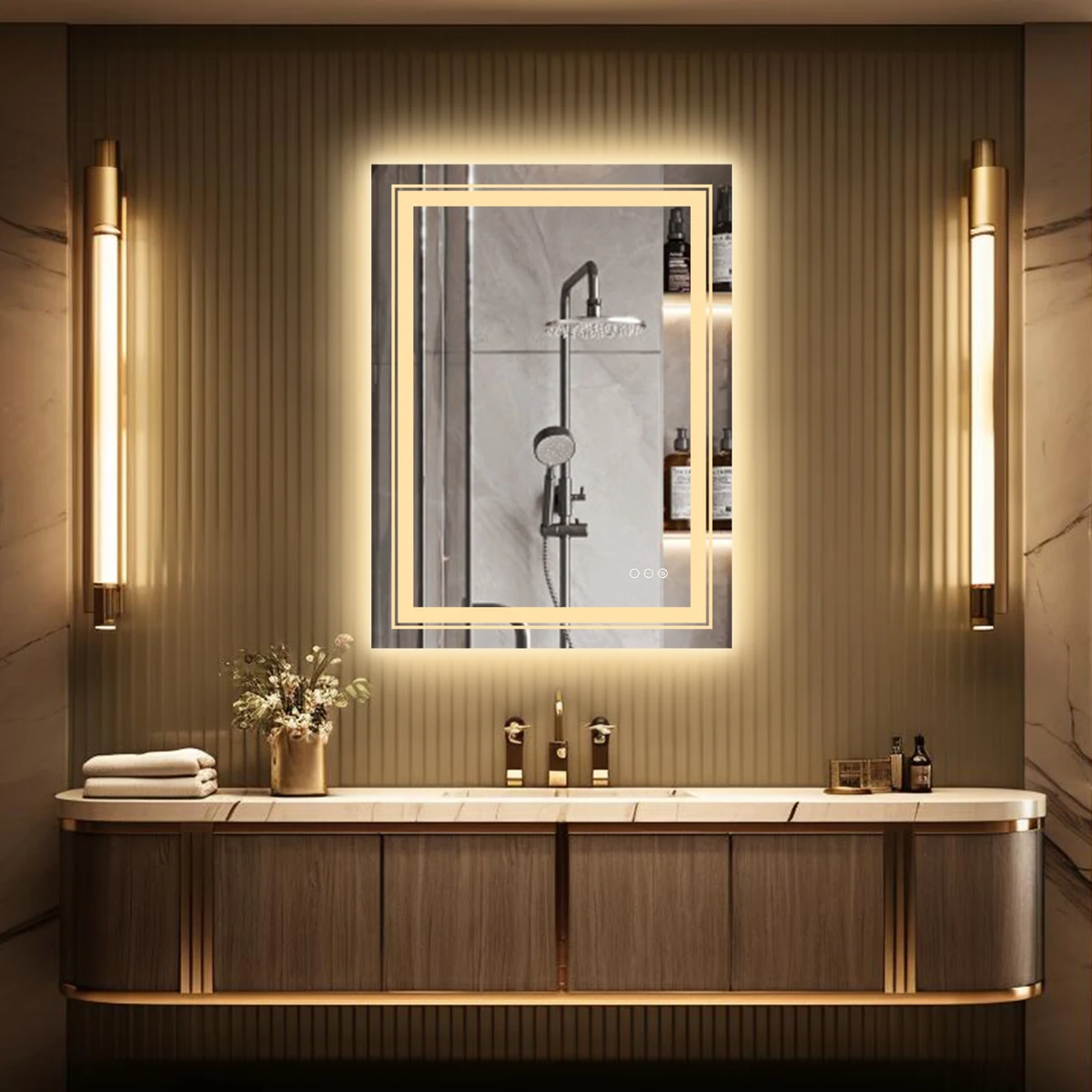 20x28 Inch Led  Rectangle Mirror for Bathroom with Front Light and Backlit Anti Fog Function Wall Backlit Decor Vanity Mirrors — view 2