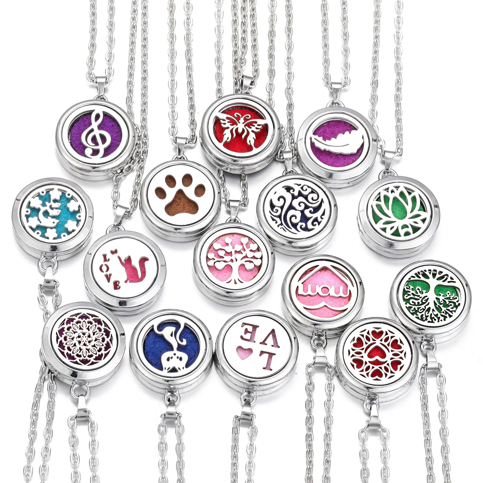 Stainless Steel Tree of Life Aromatherapy Necklace with Perfume Locket Pendant - Women's Jewelry Gift
