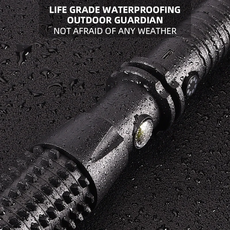 LED Flashlight Portable with Broken Window Cone USB Charging