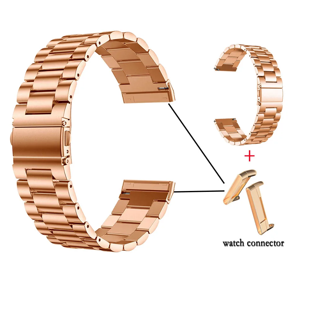 For Fitbit Versa3 / Sense Stainless Steel Wristband With Watch Connector Smartwatch Band Strap Business Style Correa