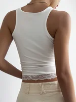 Tossy Black Lace Tank Top For Women V-Neck Backless Streetwear Spaghetti Patchwork Cropped Y2k Top Female Sexy Lace Vest 2026 - Image 3