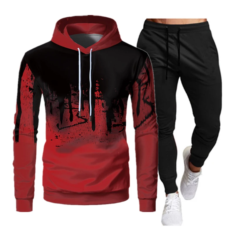 

Print Hooded Tracksuit Men's Hooded Sportswear Pullover Sportswear Sportswear Women's Men's Autumn Hoodie + Pants 2-piece Set