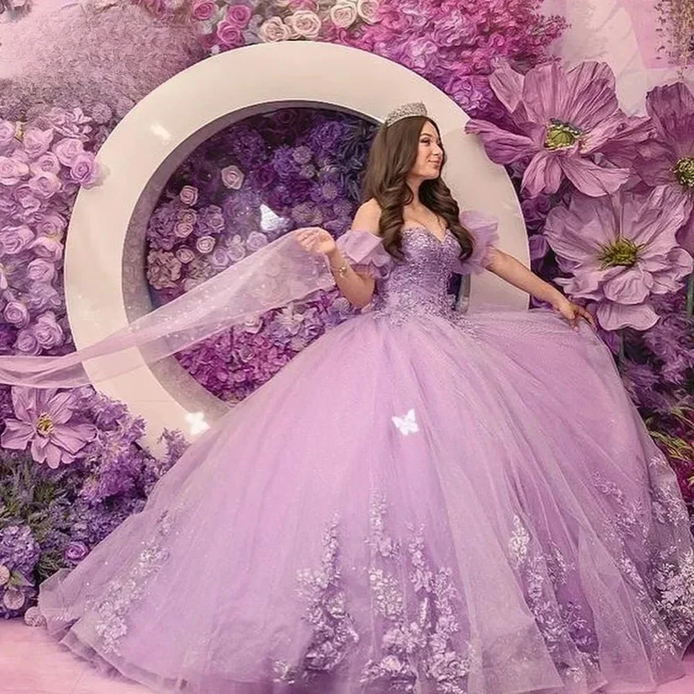 ANGELSBRIDEP Elegant Purple Ball Gowns Quinceanera Dresses Girls Birthday Party Vestidos De Xv A&ntilde;os