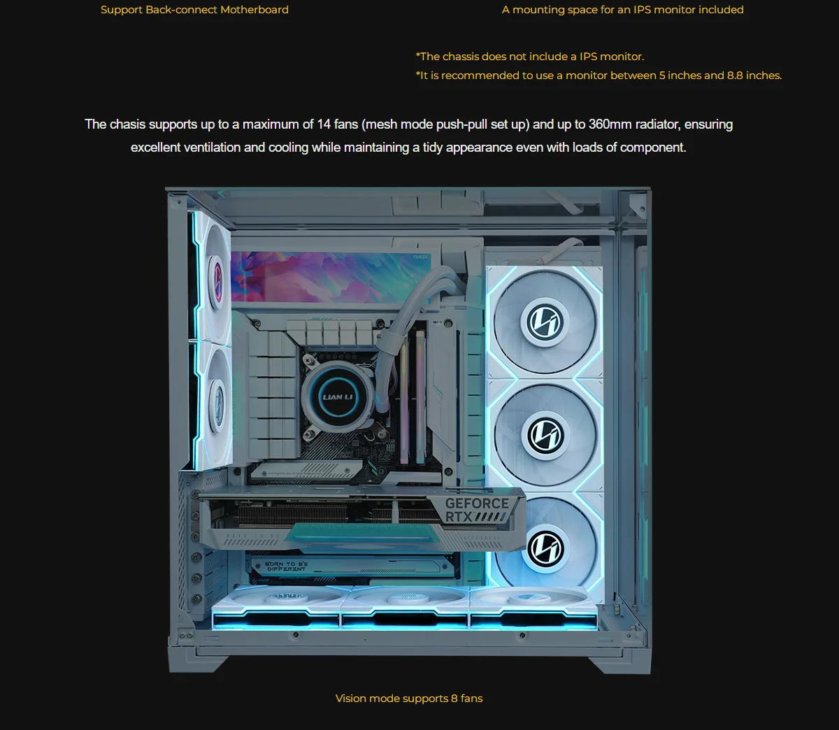 new Lianli PC-O11 Vision Compact Tempered glass fully transparent computer case. Compact MATX and ATX water-cooled cases.