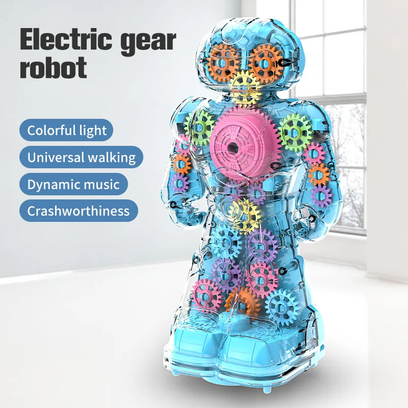 Multicolor SHANZG Children's Electric Universal Robot Cool Light Music Mechanical Walking Robot Toy Kids Toys Children's Gifts 