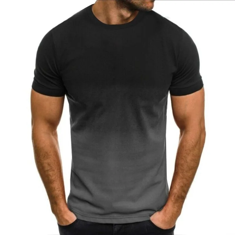 

2023 Brand New Men's T-shirt Leisure Gradient Color Men T shirts Round Neck Short Sleeve Man Tops Tees For Male Tshirt