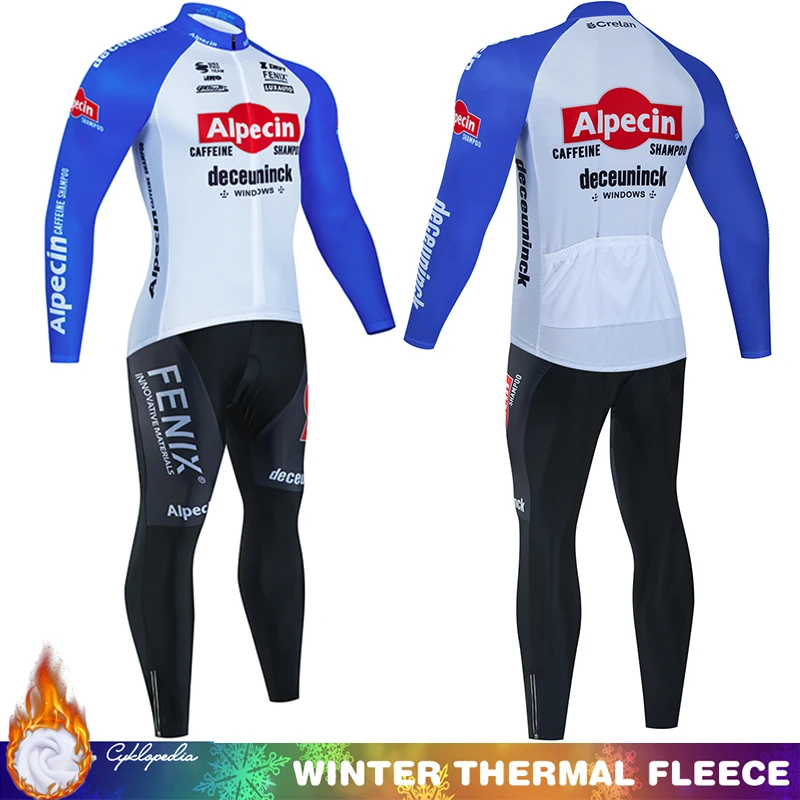 

Cyclist Men's Mtb Clothing Termal Fleece Cycling Jersey Man Tricuta Alpecin Suit Pants Winter Thermal Bib Sports Set 2024 Male