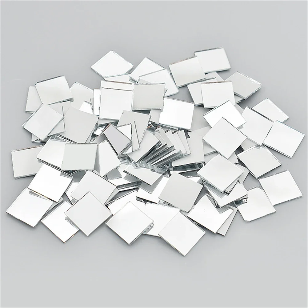 Self-Adhesive Glass Mini Square Mirror Mosaic Tiles Stickers Bathroom DIY Party Handmade Craft Home Decoration 100Pcs mirror wall sticker,mirror mosaic tiles