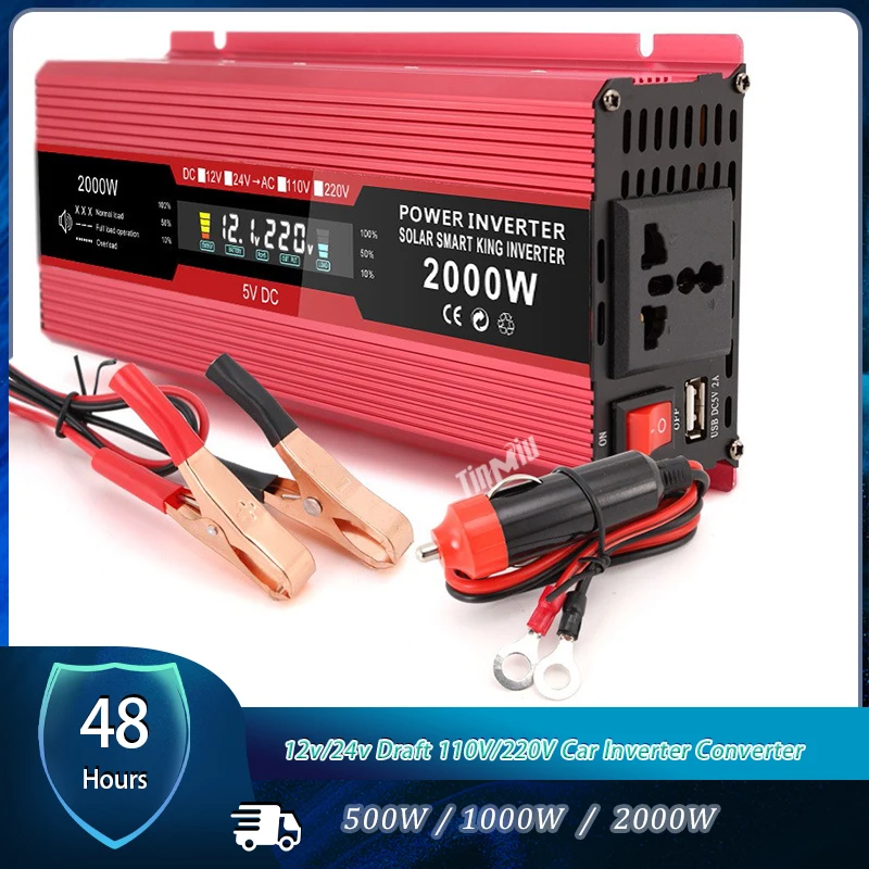 

Inverter Modified Sine Wave DC To AC 12v/220v 24v/220V 12v/110V 500W 1000W 2000W Portable Power Bank Converter Solar Inverter