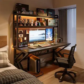 Desk bookshelf integrated desk with hole board bedroom e-sports table desktop computer table