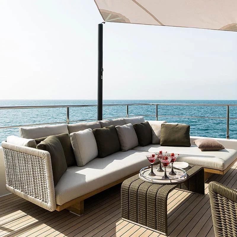 

Custom Nordic outdoor leisure waterproof sun-proof rattan chair outdoor hotel courtyard garden terrace teak rattan sofa