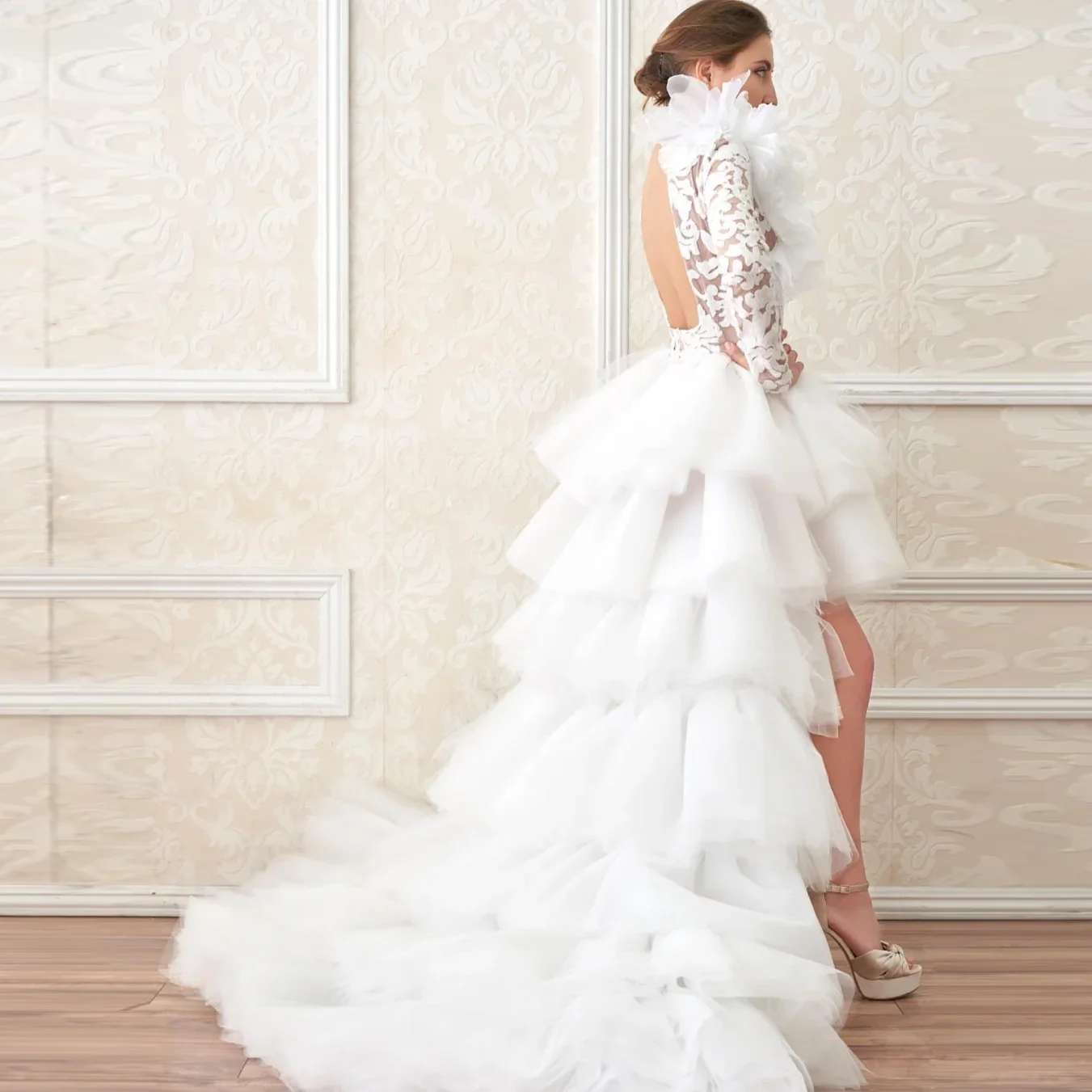 

Дизайн в стиле бохо, искусственная кожа с рукавами, аппликация, высота, низкая, на заказ, с открытой спиной, свадебные платья с оборками