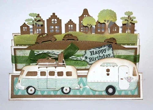 Mmao Crafts Metall-Stahlschneideformen, neue Camping-Transportwagen-Schablone für DIY Scrapbooking, Papier-/Fotokarten, Prägeformen