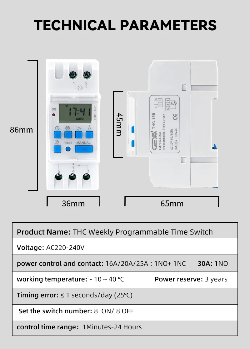 temporizador 16a 20a 30a, 110v e 220v